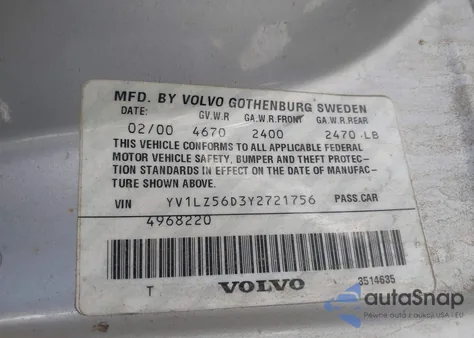 2000 Volvo V70 Xc/Se from USA, damaged, VIN YV1LZ56D3Y2721756